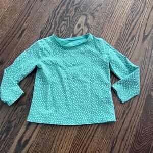 🍭6/$30 H&M Girl's Mint Green Heart Print Long Sleeve Shirt - 3 - 4